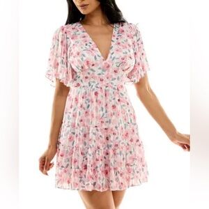 B Darlin Pink Floral Dress